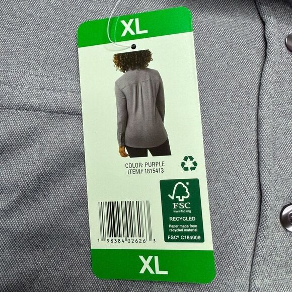 NWT 32 Degrees Soft Womens XL Button Up Shirt Lilac Purple Pockets - Picture 7 of 11